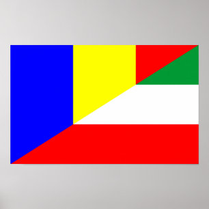 Pôster símbolo do país com bandeira hungria da romênia