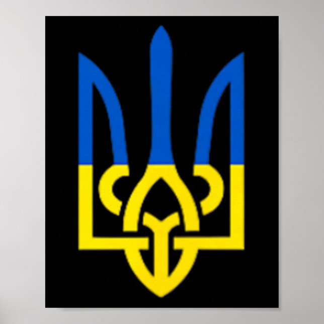 Poster Símbolo do Tridente Ucraniano - Apoio à Bandeira d (Frente)