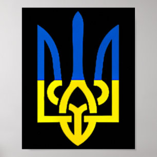 Poster Símbolo do Tridente Ucraniano - Suporte à Bandeira