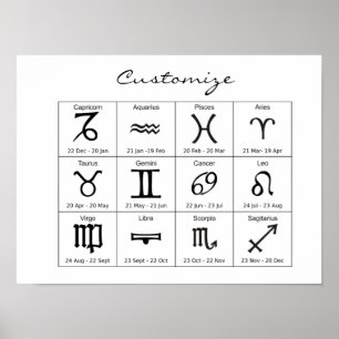 Poster Símbolo Dom Zodíaco Calendário de Astrologia Th