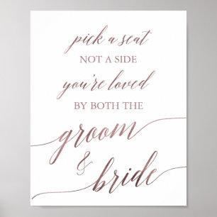 Poster Símbolo Elegante De Caligrafia Dourada Rosa Escol