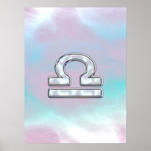 Pôster Símbolo Elegante Libra Zodíaco Mãe de Estilo P