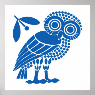 Poster Símbolo emblem owl bi do município de Atenas