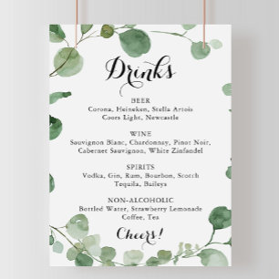 Poster Símbolo Eucalipto de Caligrafia Menu Bebidas