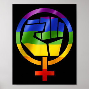 Poster Símbolo Feminista Lgbt Resiste Orgulho Fist Rainbo