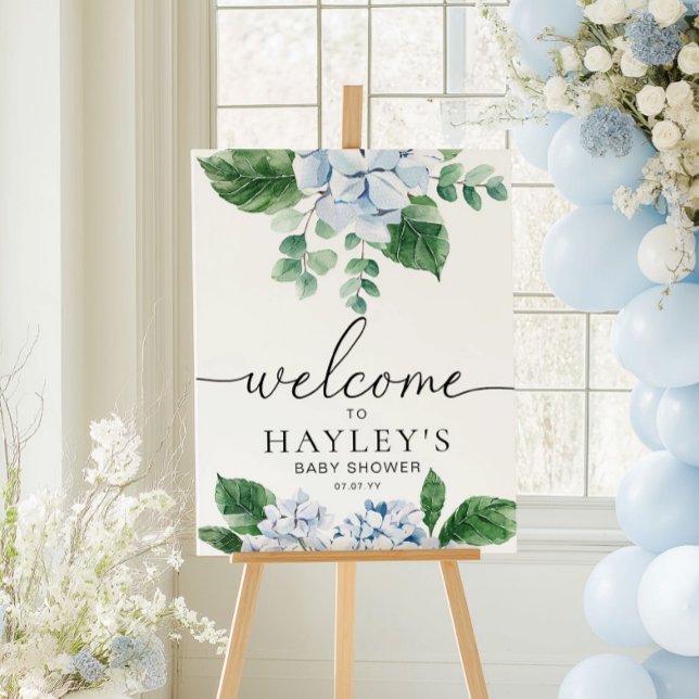 Poster Símbolo Floral de Boas-Vindas Azul Hydrangea Poste (Criador carregado)
