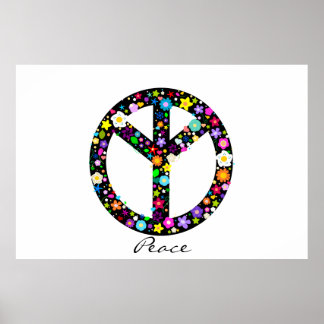 Poster Símbolo Floral de Paz Invertido