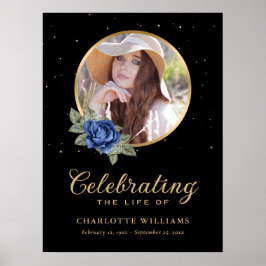 Poster Símbolo Funeral Dourado Azul Preto