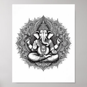 Poster Símbolo Ganesh Yoga Hindu Elefante Deus Ganesha Pu