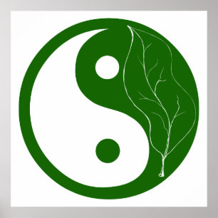 Poster Símbolo Green Leaf Yin Yang