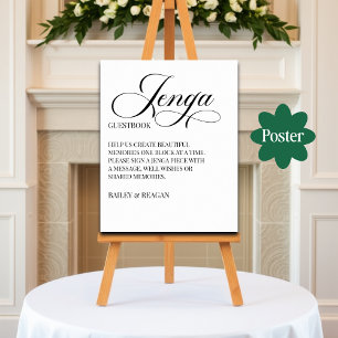 Poster Símbolo Guestbook Jenga para Casamento de Caligraf