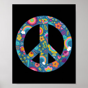 Poster Símbolo Hippie do Logotipo de Paz Anti-Guerra Fala