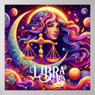 Poster Símbolo Horoscópico Libra Zodiac Arte Mística Eéti