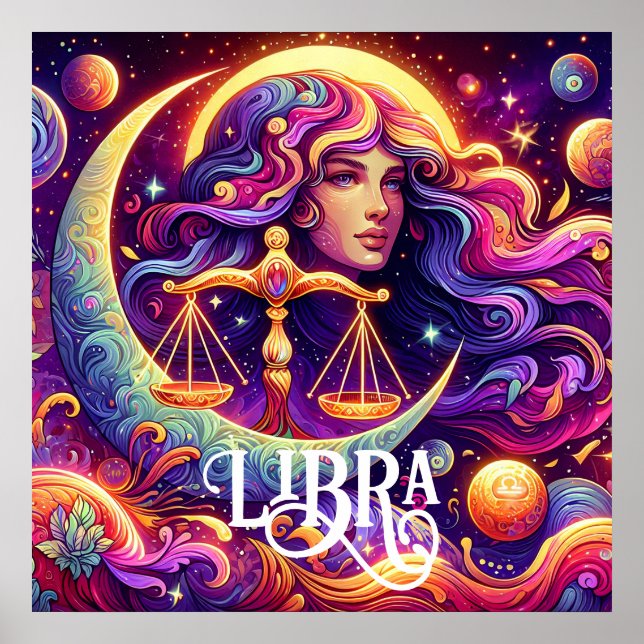 Poster Símbolo Horoscópico Libra Zodiac Arte Mística Eéti (Frente)