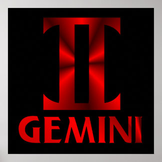 Pôster Símbolo Horoscópio Vermelho Gemini
