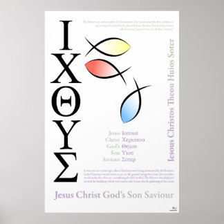 Pôster Símbolo Icthus Fish Inglês Ortografia
