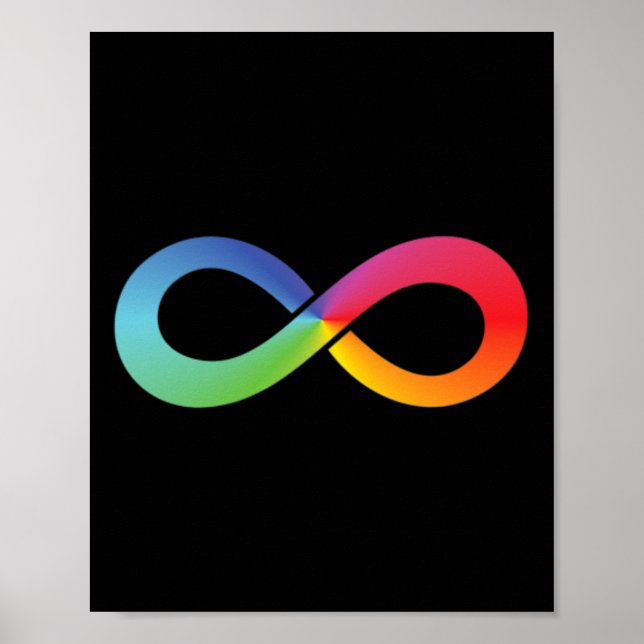 Poster Símbolo Infinito Arco-Íris Neurodive de Consciênci (Frente)