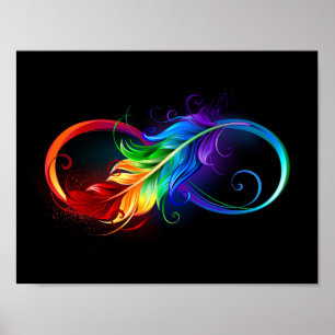 Poster Símbolo Infinito com Pena Arco-Íris