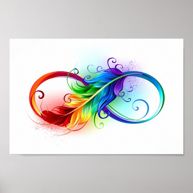 Poster Símbolo Infinito com Pena Arco-Íris (Frente)