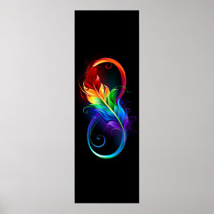 Poster Símbolo infinito com pena de arco-íris