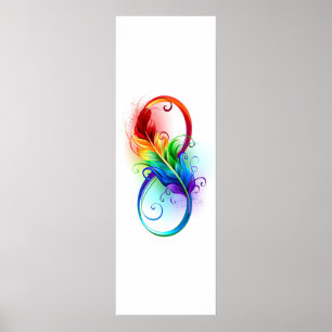 Poster Símbolo infinito com pena de arco-íris