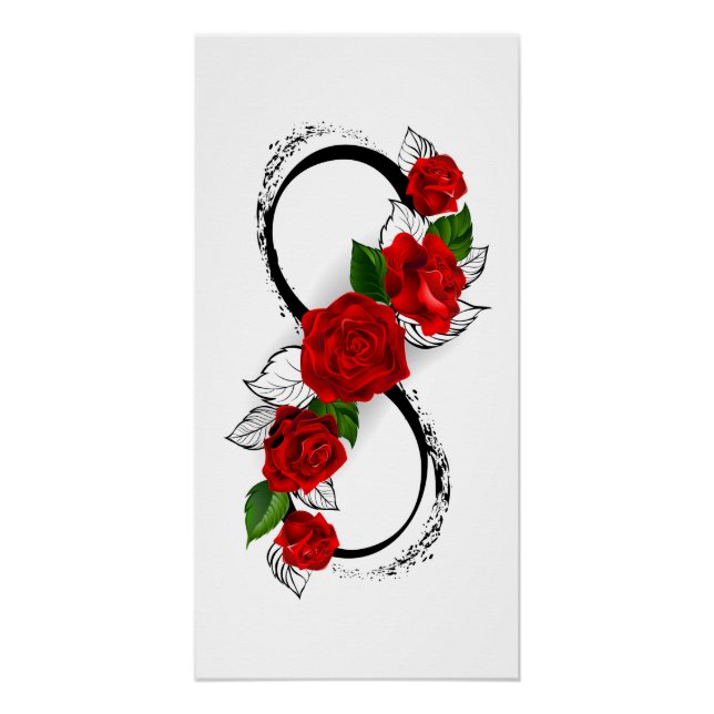 Pôster Símbolo Infinity com Rosa vermelha (Frente)