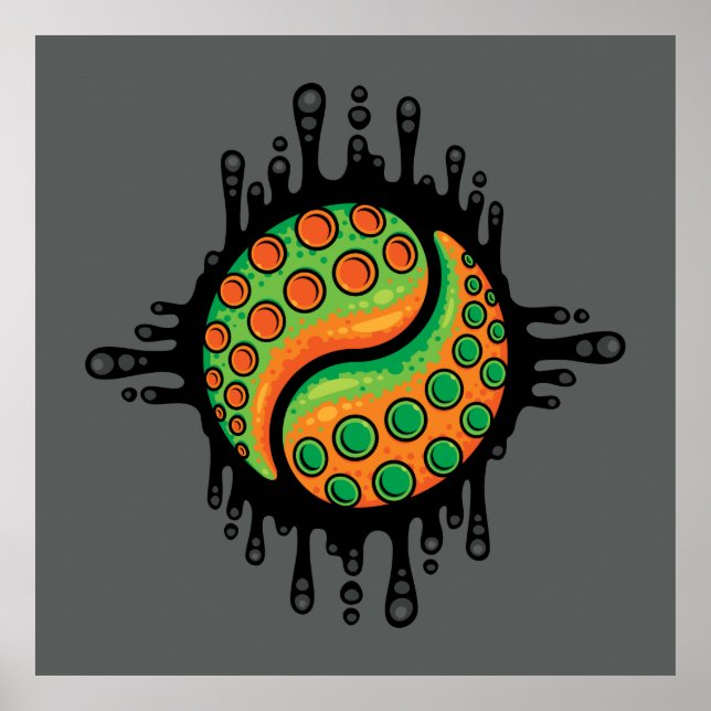 Poster Símbolo Inky Octopus Tentacle Yin Yang (Frente)