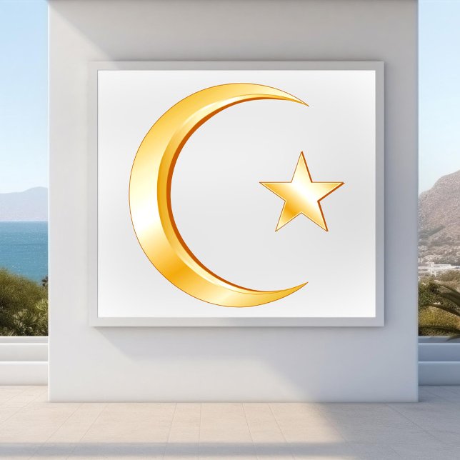 Pôster Símbolo Islâmico (Islam Symbol Poster.
Crescent moon and star, symbol of Islam. )