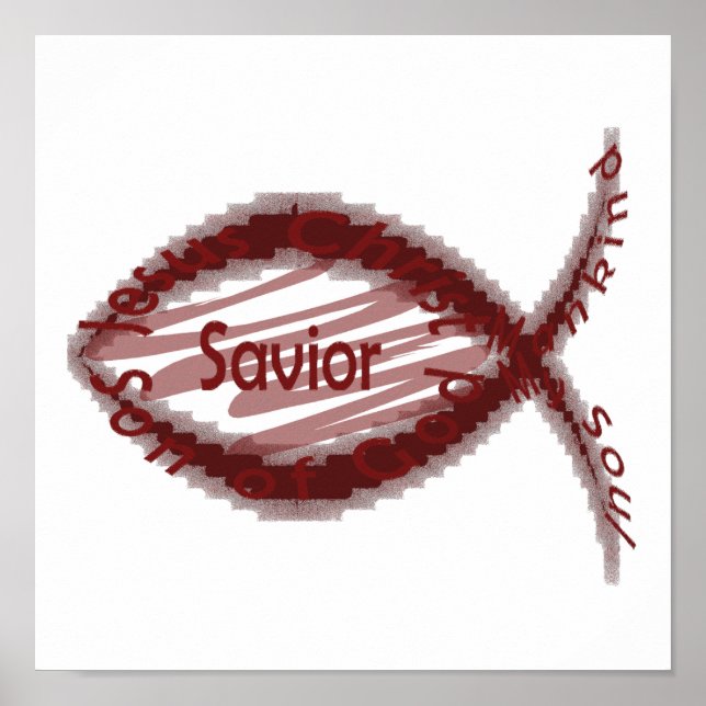 Pôster Símbolo Jesus Salvador Fish (Frente)