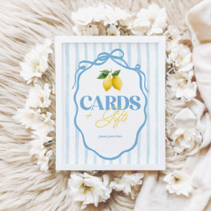 Poster Símbolo Lemon Whimsical Blue Girls Cards & Gifts
