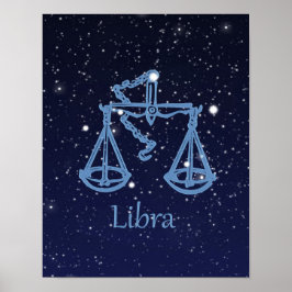 Poster Símbolo Libra Zodiac e Constelação
