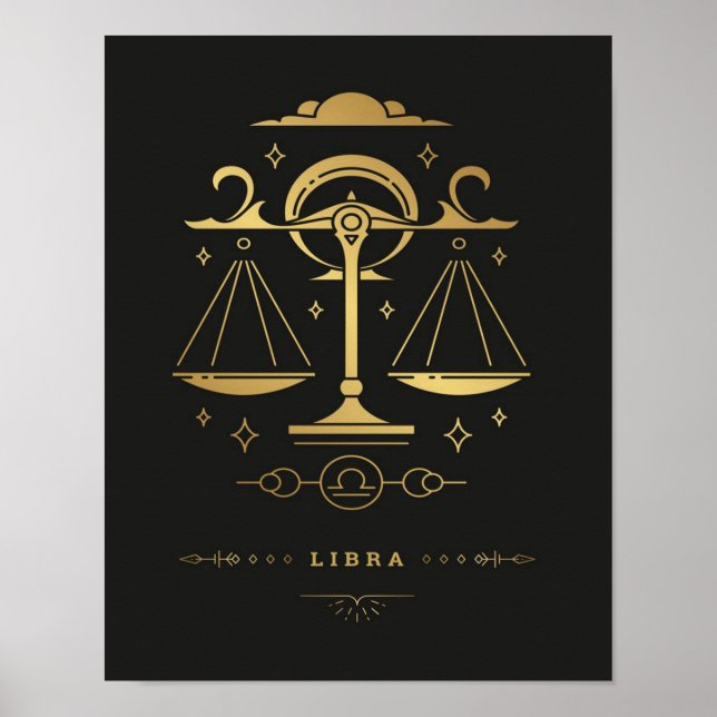 Poster Símbolo Libra Zodiac - Presente de aniversário bon (Frente)