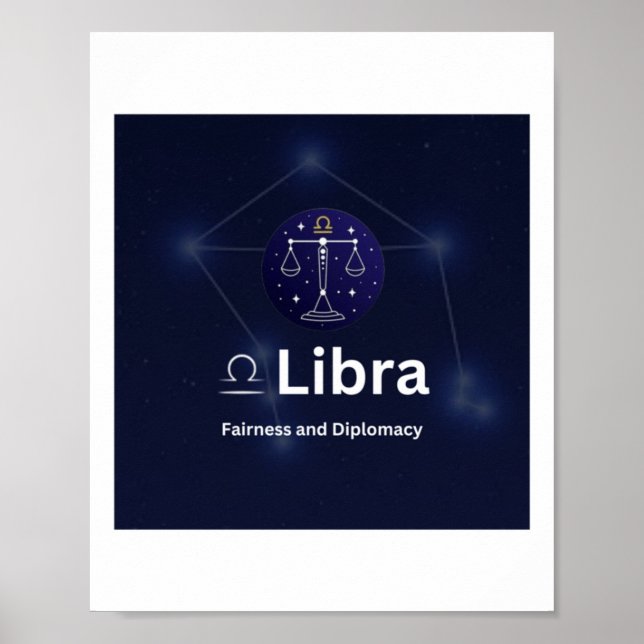 Poster Símbolo Libra Zodíaco Adesivo (Frente)