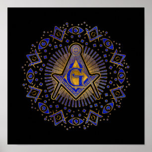 Poster Símbolo maçonário Quadrado e Bússolas