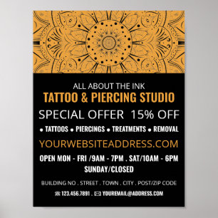 Poster Símbolo Mandala, Tatuagem e Corpo Piercing Studio