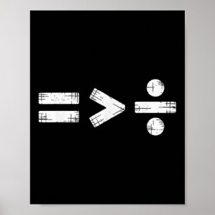 Poster Símbolo Matemático Igualdade é Maior que Divisão