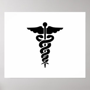 Pôster Símbolo médico Caduceus