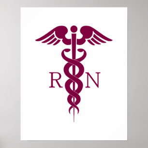 Poster Símbolo médico da enfermeira vermelha simples do
