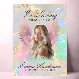 Poster Símbolo Memorial das Asas Anjo Holográfico Rosa