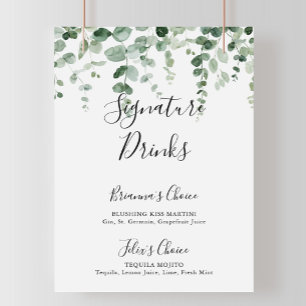 Poster Símbolo Mini Verde de Bebidas de Assinatura Eucal