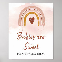 Poster Símbolo Moderno Boho Leve Pink Rust Arco-Íris Swee