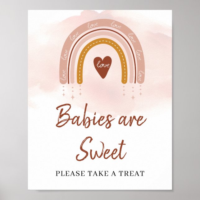 Poster Símbolo Moderno Boho Leve Pink Rust Arco-Íris Swee (Frente)