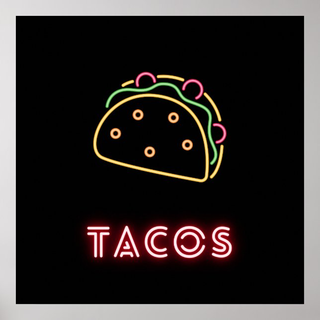 Poster Símbolo Neon Tacos (Frente)