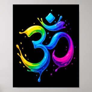 Poster Símbolo Om Arco-íris Aum Chakra Yoga Meditação Org