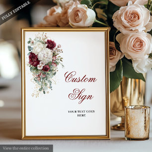 Poster Símbolo Personalizado de Casamento Floral Branco B