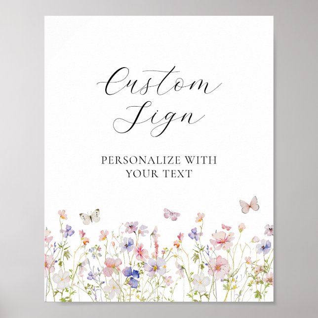 Poster Símbolo Personalizado de Flor Selvagem e Borboleta (Frente)