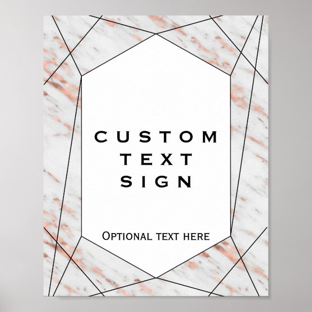 Pôster Símbolo Personalizado de Marble Geométrico Dourado (Frente)
