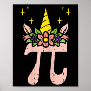 Poster Símbolo Pi Day Unicorn Head Cute 314 Math Pun Geek