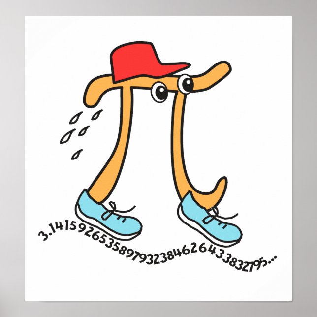 Pôster Símbolo Pi de Longa Execução © Cara Pi Engraçado (Frente)