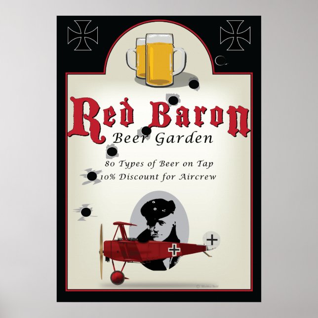 Poster Símbolo Pub, Jardim de Cerveja Red Baron (Frente)